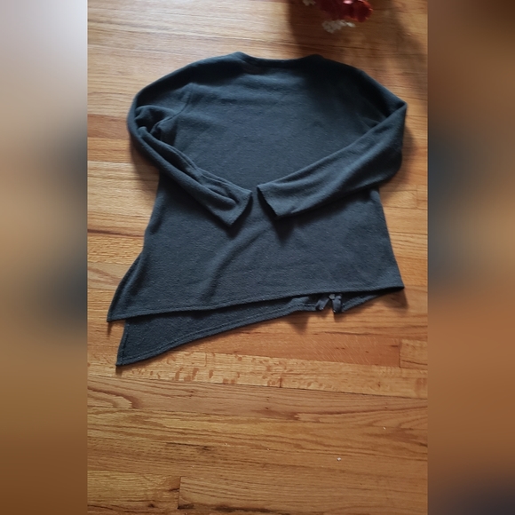 Rachel Rachel Roy Sweater Small Asymmetric Hem Crew Neck Side Zip Pullover Green - Picture 4 of 4